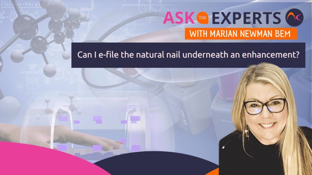 Can I e-file the natural nail underneath an enhancement?