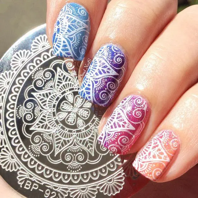 mandala stamping nail art