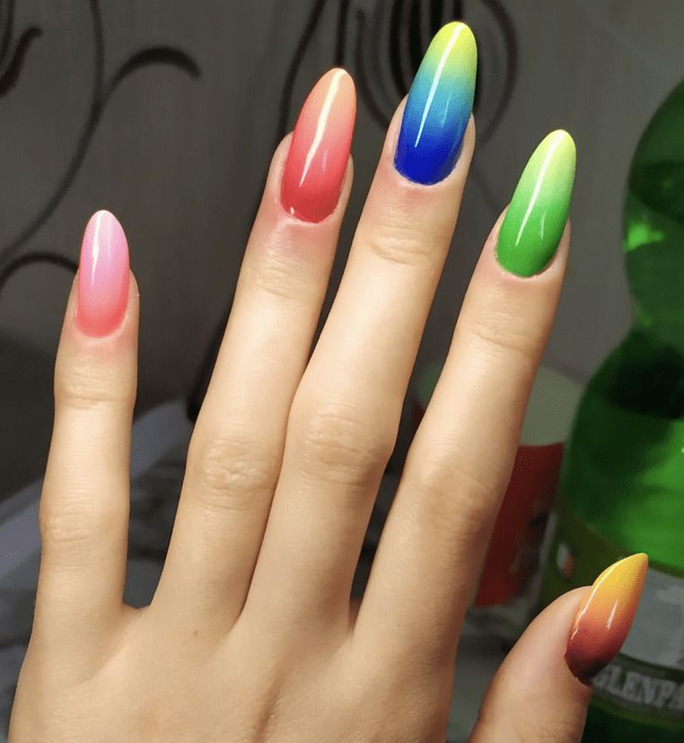 multi-color ombre nails