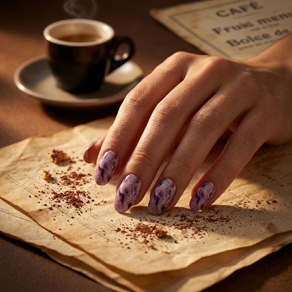 Chocolate marble nail art