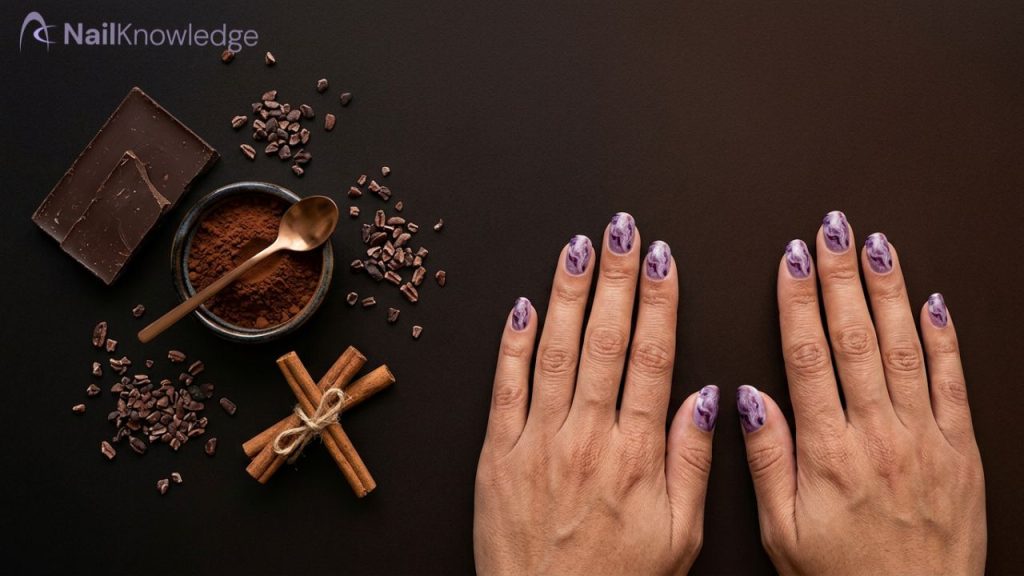 Gel chocolate marble nail art