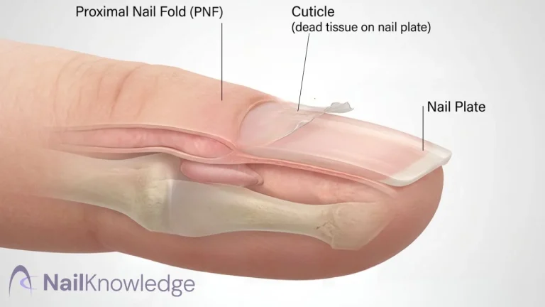 cuticle vs living skin around the nail plate