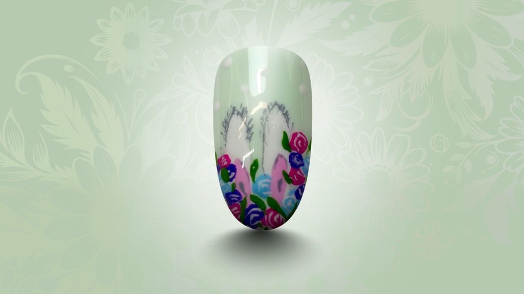 Easter nail art floral bunny