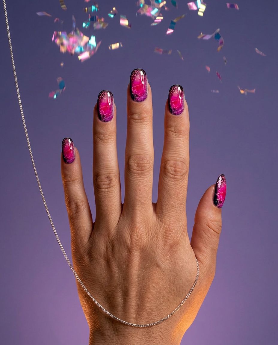 cracked glass nail art design