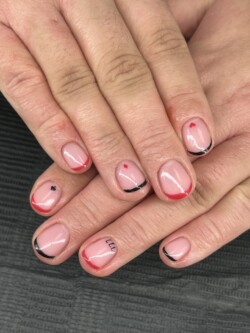 builder gel with French tips and design