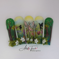 Enchanted Forest nail design, 3D hand-painted Radina Ignatova - Artistic Touch