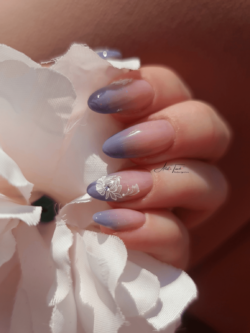 Ombre Nail design on BIAB Nails with floral nail art - Radina Ignatova - Artistic Touch