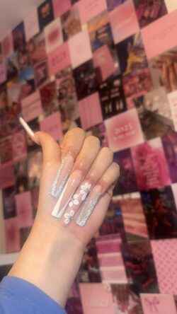 long, square white nails long, square white nails